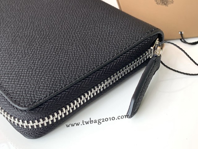Burberry專門店新款黑色牛皮錢包 巴寶莉男女款拉鏈長夾錢包 yxb1022